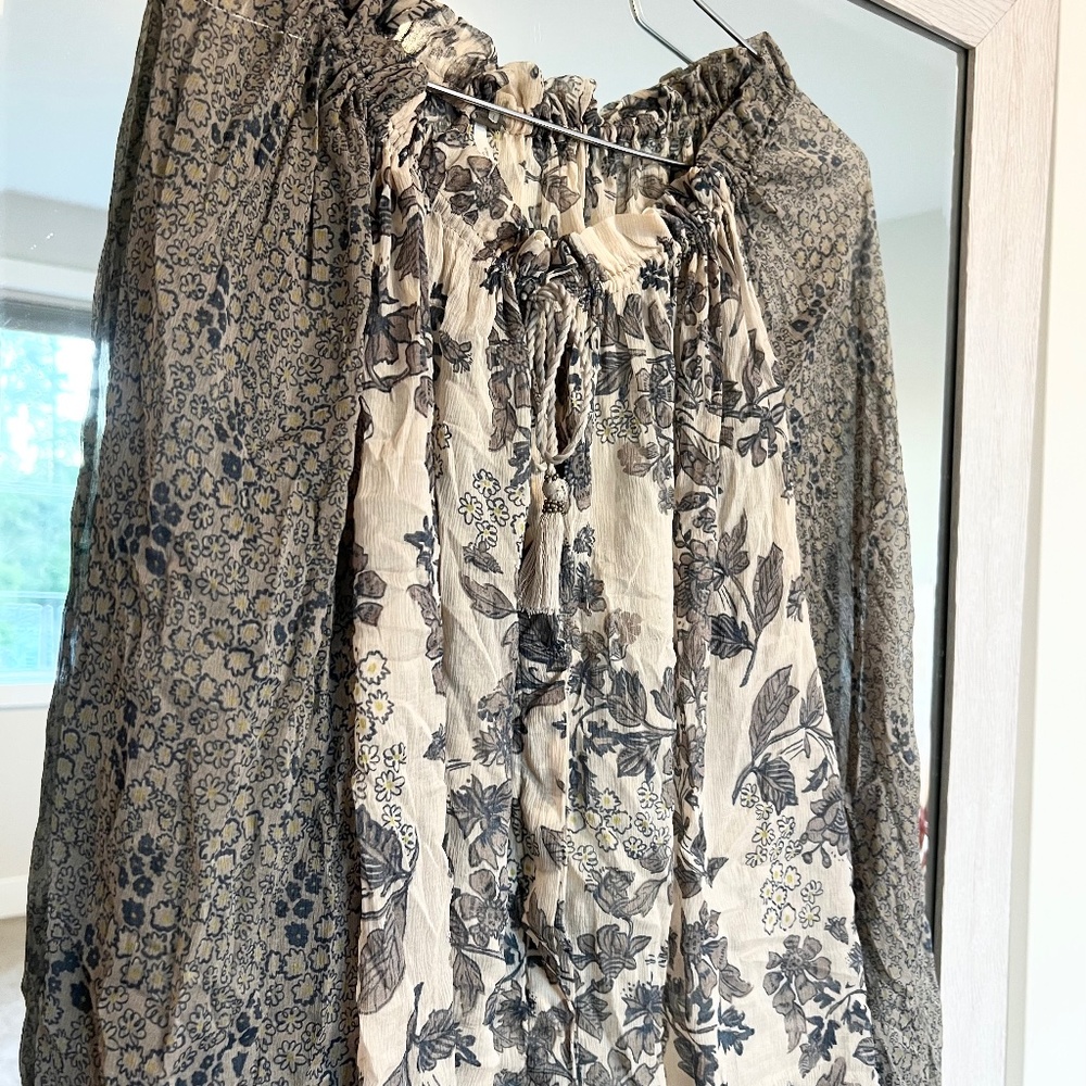 Free People sheer bohemian oversized blouse small